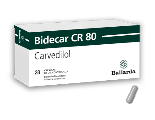 Bidecar CR_80_40.png Bidecar CR Carvedilol angina de pecho Antianginoso betabloqueante Bidecar CR Carvedilol Hipertensión arterial Insuficiencia cardíaca